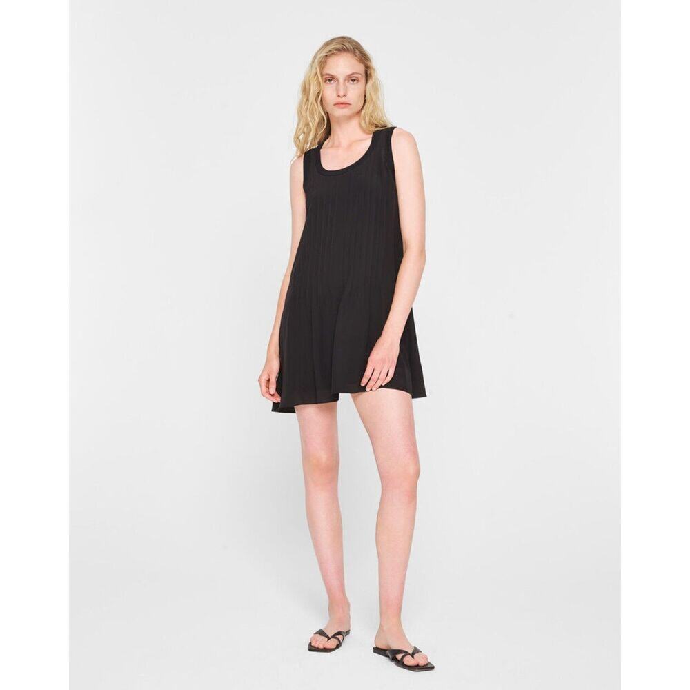Club Monaco‎ Silk Pintuck Mini Dress Sleeveless Scoop Neck Black XS